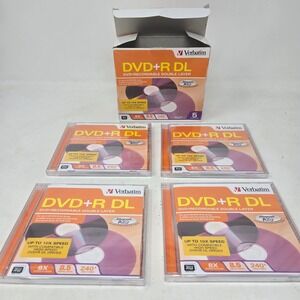 Verbatim DVD+R DL 8.5GB 8X Double Layer Recordable Discs 4 Pk Sealed Jewel Case